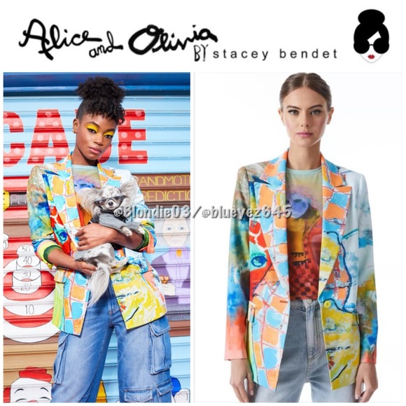 アリス Alice + Olivia x Kidsuper “Denny” notch collar blazer 0